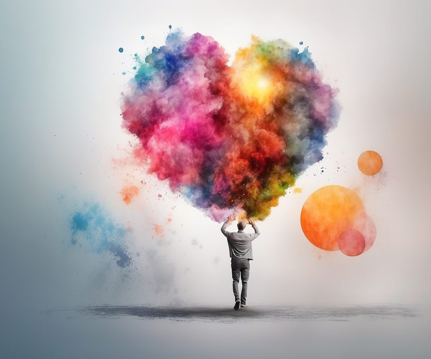 The beauty of ink thrown into the sky creating a heart to print